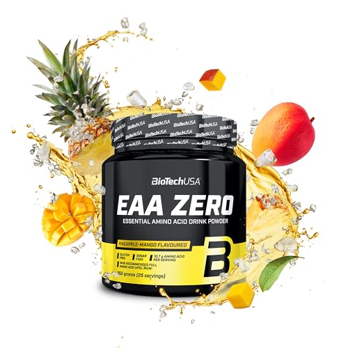 BioTechUSA EAA Zero - Essentielle Aminosäuren Power | 7160mg EAA/Portion | Empfohlenes Verhältnis der WHO | Zuckerfrei, Glutenfrei, 350 g, Ananas-Mango