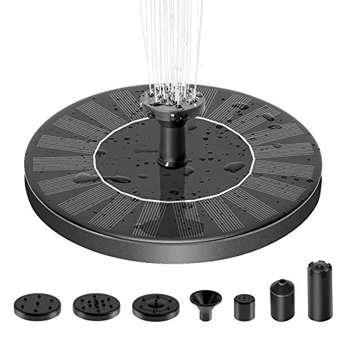 Solar Fountain, Estefanlo 1.4W Solar Powered Fountain Pump with 7 Nozzle, Birdbath Fountain Solar Power, Floating Water Fountain for Bird Bath, Pond, Outdoor, Aquarium and Garden