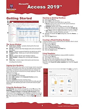 Access 2019 Quick Source Reference Guide: Quick Source: 9781935518952 ...