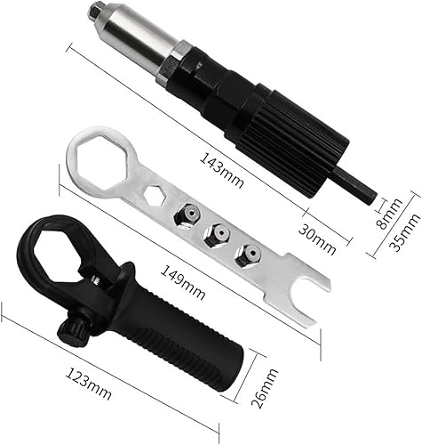 Miniatura 5 de Kit adaptador de pistola remachadora inalámbrica con 4 pernos de boquilla a juego diferentes, llave para taladro inalámbrico, accesorios de trabajo