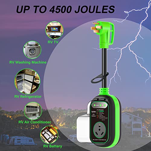 Image of EyGde 50 Amp to 30 Amp RV Adapter with Surge Protector, Patented 4500J 50 Amp Male to 30 Amp RV Adapter Plug, RV Circuit Analyzer Voltage Protector with Waterproof Cover, for Camper Travel Trailer