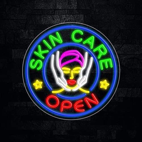 Skin Care - Letrero de neón LED de 26 pulgadas de largo x 26 pulgadas de alto, #31832, fabricado en Estados Unidos