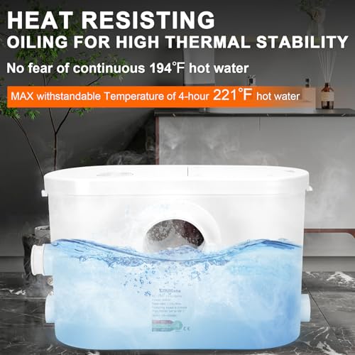Image of 600W Macerator Pump, Powerful Sink Sewage Sump Pump, 8100 L /h Flow, Upflush 31.2 ft /9.5 m Head, 3 Water Inlets for Basement, Toilet, Shower, Kitchen, Bathtub Waste Water Disposal