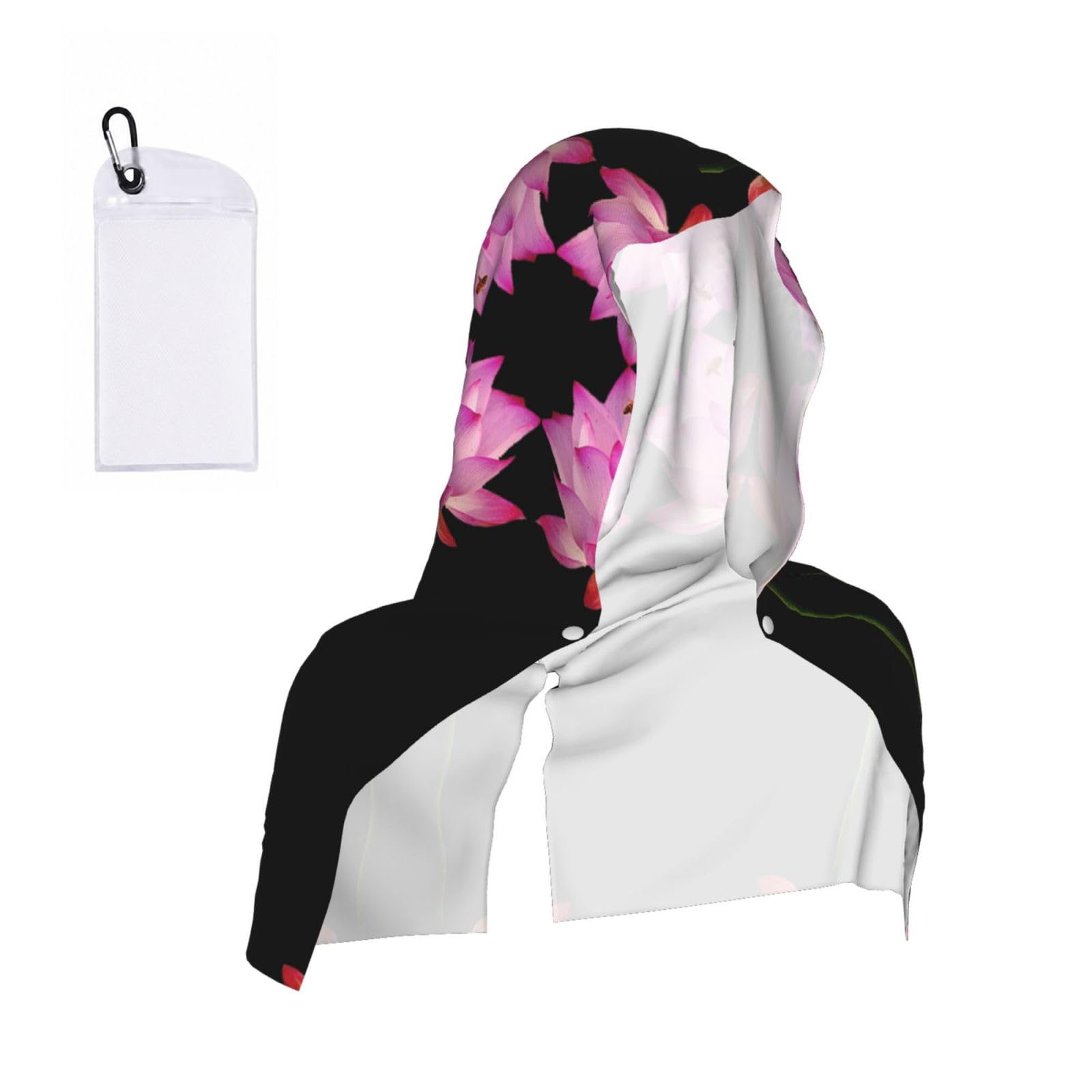 EZDLOWVBA Lotus Print 2 Pack Cooling Hoodie Towels,Sports Headscarf, Neck Wrap Scarf,Breathable Cooling Towel For Neck And Face, Travel, Swimming, Training