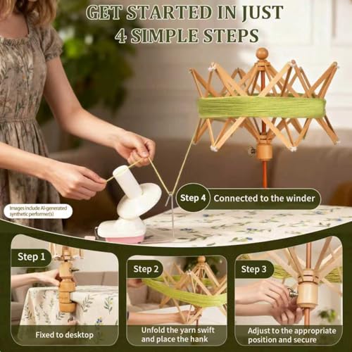 SPEENSUN Wooden Yarn Swift, 4-Step Easy Setup Yarn Umbrella Perfect Match with Yarn Winder, Durable Wood Construction, Foldable Design, Best Christmas Gifts for Knitters & Crocheters by SPEENSUN - Image 3