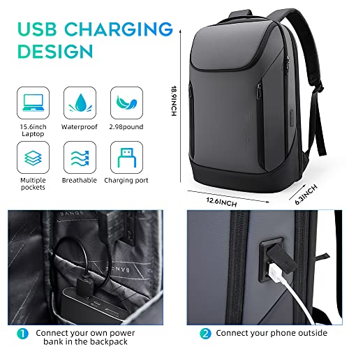 Image of BANGE Business Smart Backpack Waterproof fit 15.6 Inch Laptop Backpack with USB Charging Port,Travel Durable Backpack