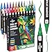 STATIONERY ISLAND Acrylic Paint Pens 24 Colours Paint Markers Dual tip Acrylic Markers for Rock Painting Stone Glass Ceramic Wood Metal Fabric Fine & Brush Tip Water Based Acrylic Pens