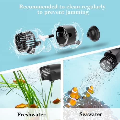 Image of AQQA Mini Wave Maker for 3-5 Gallon, Aquarium Circulation Pump for Saltwater & Freshwater Tanks, Quiet Suction Cup Fish Tank Powerhead with 360 Adjustable Flow, 3W 792GPH Submersible Wavemaker Black