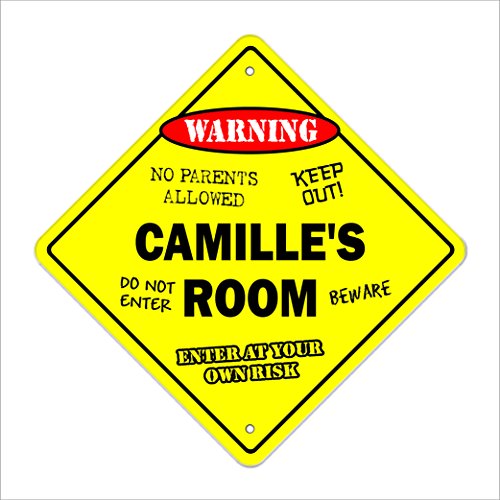 Camille's Room Sign Crossing Zone Xing | Indoor/Outdoor | 12" Tall Plastic Sign Kids Bedroom Decor Door Children's Name Boy Girl #TOP26