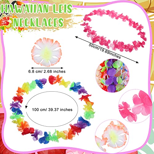 image for Jexine 250 Pieces Hawaiian Leis Necklace Luau Flower Bulk Leis Tropica