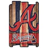 MLB Atlanta Braves Wood Fence Sign, Black