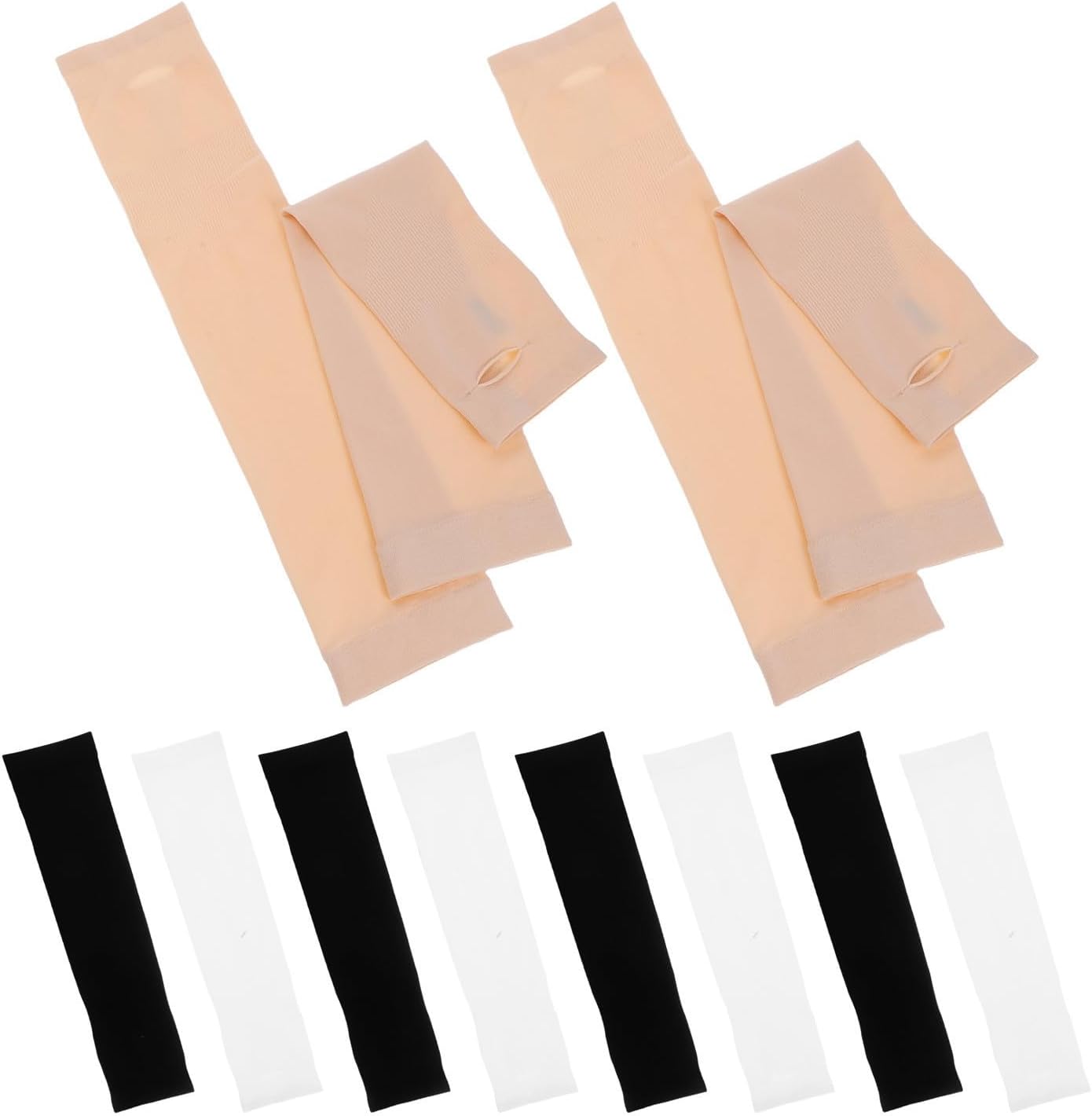 Arm Sleeves and Cooling Compression Sleeves 6 Pairs with Thumb Hole Nylon UV Sun Protection for Men Women Youth for Outdoor Activities and Sports