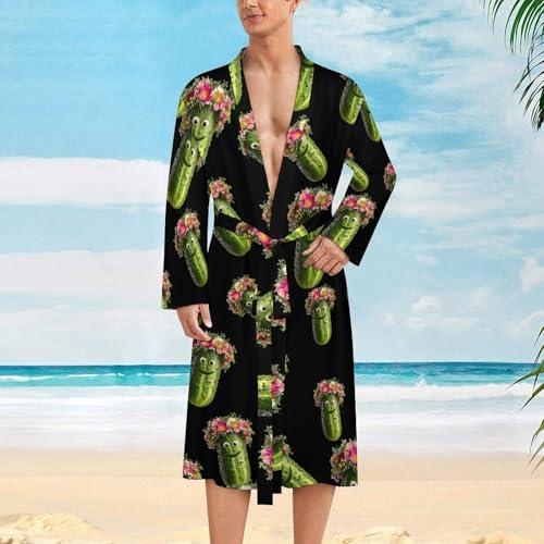 Bata de baño divertida para hombre suave cómoda casa longitud media 6