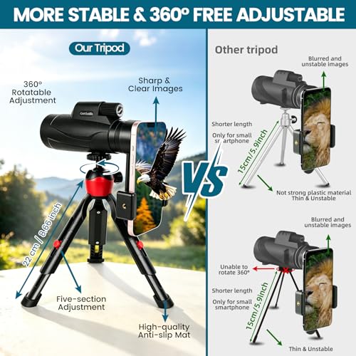 Monocular Telescope 8x42 HD for Adults with Tripod & Phone Adapter, BAK-4 Prism & FMC Lens Waterproof Compact for Bird Watching Stargazing Camping Hiking Hunting Wildlife Travel - Image 5