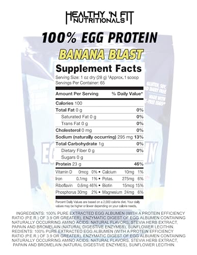 Healthy 'N Fit 100% Egg Protein- Banana Blast (4lb): 100% Egg White Protein. Zero Lactose, Zero Sugar.- Ultra Pure, Natural Egg Protein Isolate