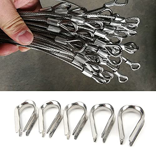 FUIK Braçadeira de corda de arame prata, braçadeiras de dedais resistentes à ferrugem fácil de trans