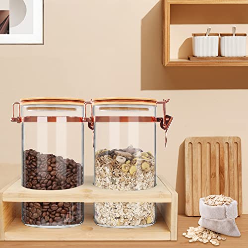 Ymeyme Copper Glass Coffee Canisters Set - 2Pcs Airtight Coffee Containers With Bamboo Lid 2X41Oz Coffee Storage Jars With Scoop To Store Coffee Beans Sugar Cube Ground Coffee Loose Tea Nuts #TOP6