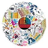 Fencing Stickers Pack 50Pcs Vinyl Waterproof for Laptop Water Bottle Luggage...