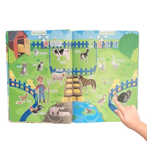 Biniveil Libros Interactivos para Bebés con Sonido,Libros para Aprender A Hablar - 14 Temas 260 Palabras Juguete Electrónico Interactivo De Ortografía Y Habla para Lectura Y Aprendizaje De Idiomas