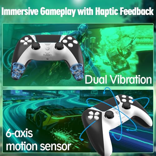 Image of Upgrade for PS4 Controller, Wireless Control for PlayStation 4 Slim Pro PC Steam with 1200mAh, Remote with Dual Vibration Motion Sensor Map Button Turbo Shock ALPS Joystick