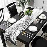 Black and White Table Runner, Autumn Branches Decoration Table Runners, 12x48 inches, for Catering E