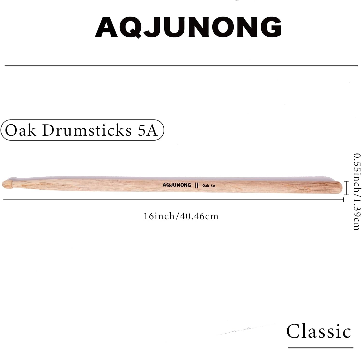 Drum Sticks，5A Drumsticks, 12 Pairs Classic Oak Wood Tip Drum Sticks for Acoustic Drum and Electronic Set, Professional Musical Instrument Percussion Accessories