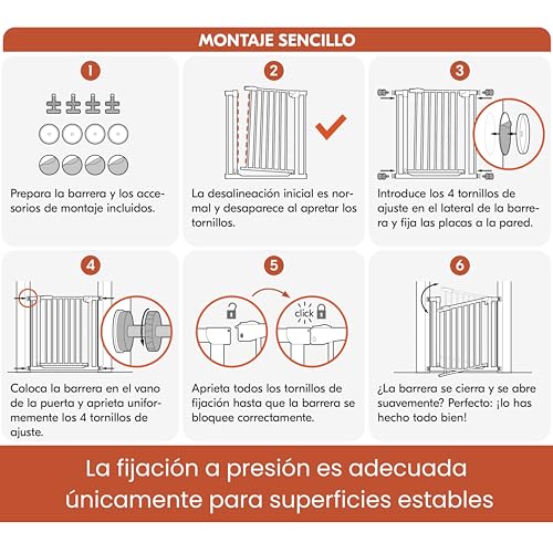 Miniatura 8 de Hauck Open N Stop 2 Barrera Seguridad Niños Escalera Para Anchos De 96-101 Cm Puerta Bebé Sin Taladrar - Apta Como Vallas Para Perros - Cierre Manual - Para Interior - Blanco