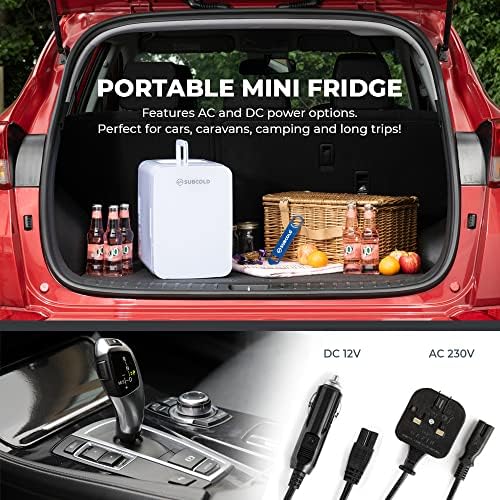 Subcold Ultra 10 Mini Fridge Cooler & Warmer | 3rd Gen | 10L capacity | Compact, Portable and Quiet | AC+DC Power Compatability (White)