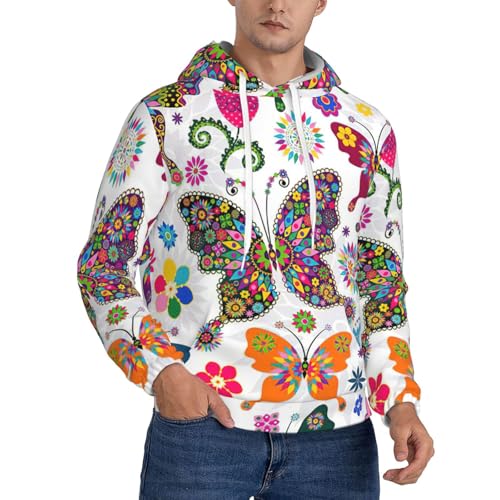 Sweat polaire homme imprimé floral papillon mode casual détente