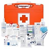 Cassetta Medica di Pronto Soccorso 255ST, Valigetta Rossa di Primo Soccorso ALLEGATO 1 per Aziende oltre 3 Lavoratori Dipendenti, Conforme DM 388/2003, per casa e lavoro