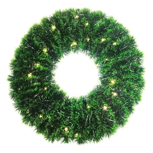 Glac Store Corona Natalizia con LED, 40-45 cm di Diametro, Verde, con Telecomando, Decorazione per Porte e Interni (diametro 45 cm)