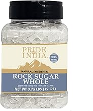 Pride Of India - Natural Crystal Rock Sugar Whole - 12 oz (340 gm) Medium Dual Sifter Jar - Authentic Indian Sugar Crystals - Used to Sweeten Milk or Tea - Offers Best Value for Money
