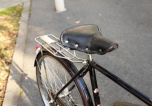 Unistrengh Vintage Bike Saddle, Classic Comfort Pu Leather Bicycle Bike Cycling Seat Retro Rivet Spring Cushion For Men Women (Black 01) #TOP3