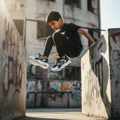 Image of Stylish Kids Lightweight Mesh Sports Running Shoes for Boys | Comfortable Lace-Up Casual Sneakers with Cushioned Sole for School, Outdoor Play