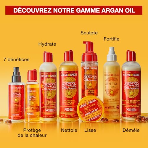 Creme of Nature Argan Oil, Shampoing Hydratant à l’Huile d’Argan du Maroc, Shampooing Nettoyant et Nourrissant, Soin des Cheveux Bouclés Frisés Crépus, Sans Sulfates - Flacon de 355ml