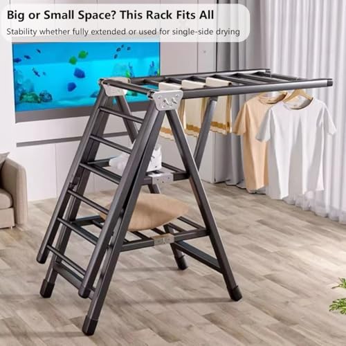 Linghome 71" Clothes Drying Rack Foldable, Clothes Airer Drying Rack with Wheels, Heavy Duty Metal Laundry Dryer, Extra-Thick Free-Standing Design Indoor Outdoor Use by Linghome - Image 5