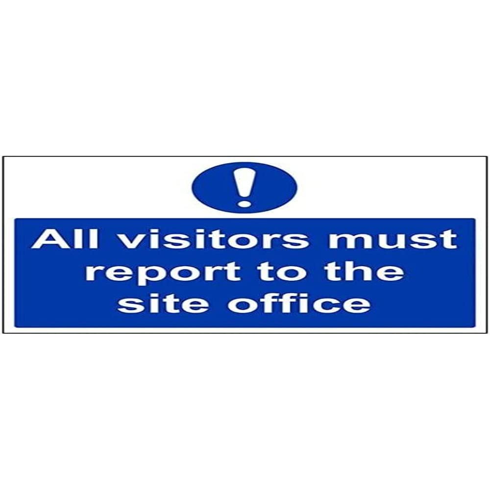 V Safety Eco Friendly Mandatory General - All Visitors Must Report To The Site Office - 400 X 300mm, Multi, 400x300mm