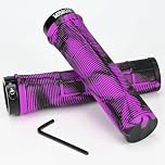 KOOOGEAR Bike Handlebar Grips,Non-Slip Rubber Bicycle Handle Grip with Aluminum Lock,Bike Hand Grip for Scooter Cruiser Urban Bikes Tricycle MTB BMX Foldable Bicycle (Purple)