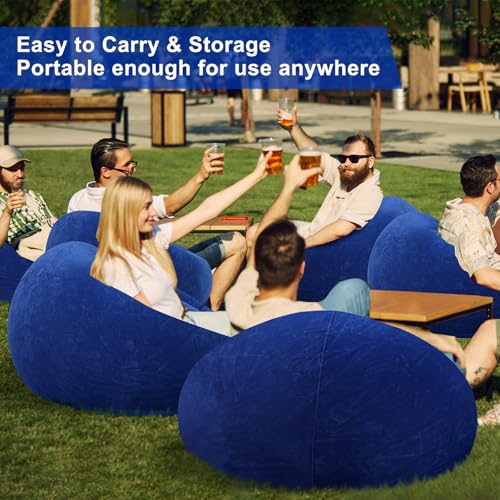 Image of Realspring 12 Pcs Inflatable Bean Bag Chair, Air Pump,Dark Blue