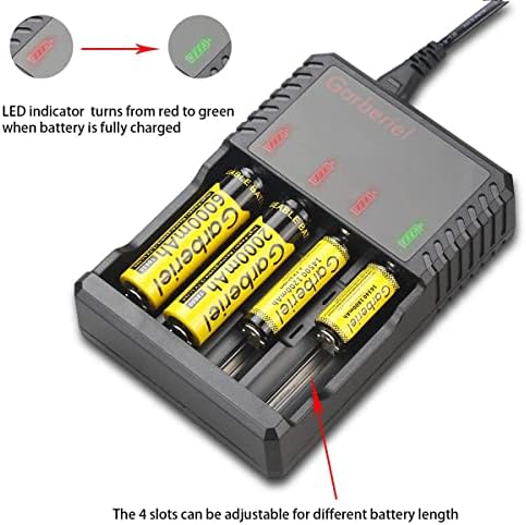 Battery Charger 4-slot Universal Intelligent Battery Charger 3.7v Li-ion Rechargeable Battery Chargers for 26650 18350 17670 18700 21700 20700 RCR123 Lithium-ion Batteries