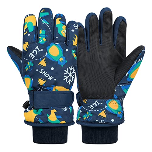 Century Star Kids Winter Gloves Waterproof Boys Snow Gloves Girls Ski Gloves Insulated Warm Gloves Outdoor Mittens Navy Small(Fits 4-6 Years) #TOP9