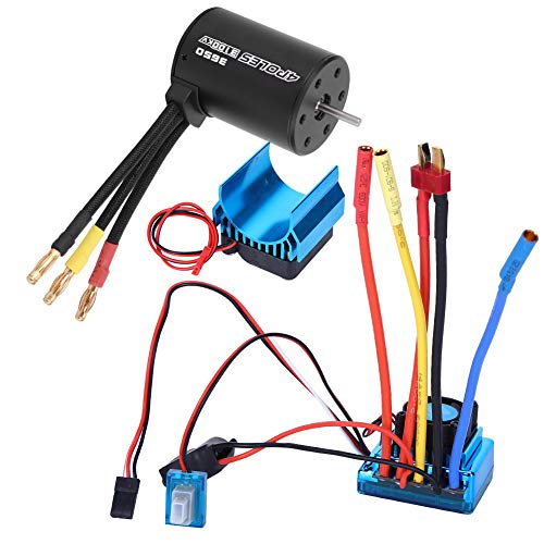 Silnik bezszczotkowy ESC, 3650 45A/60A/80A/120A ze stopu 1:10 zdalnie sterowany silnik pojazdu ESC zestaw RC Motor 3100KV, bezszczotkowy ESC i radiator pasujący do 1/10 RC Toy Car (120A)