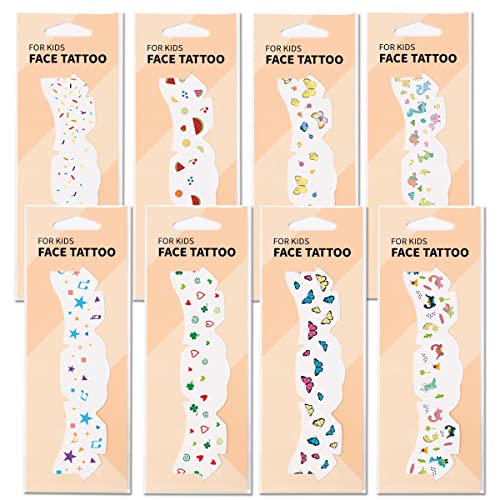 Ooopsiun Face Temporary Tattoos For Kids - Cartoon Butterfly Fruit Dinosaur Face Freckle Tattoo Stickers For Girls Boys Makeup Dancer Costume Birthday Party #TOP1