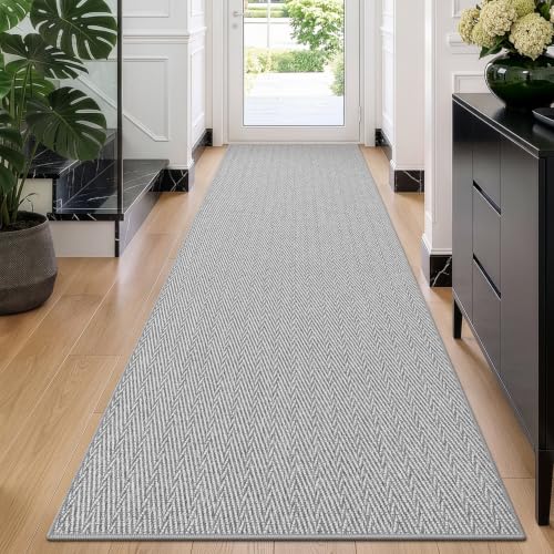 LUMI Ultra Thin Runner Rug for Hallway 2'8"x12', Entryway Rug, Light Gray