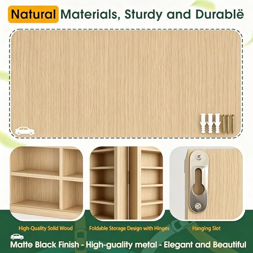 Image of Model Car Display Case 24 x 17 in, Holds 54 Fits 1 /64 Scale Toy car Storage Organizer,Wall-Mounted Toy Shelf Display Storage, Collapsible Wooden Box with 2 Acrylic Cover Plates (Only Box - Wood)