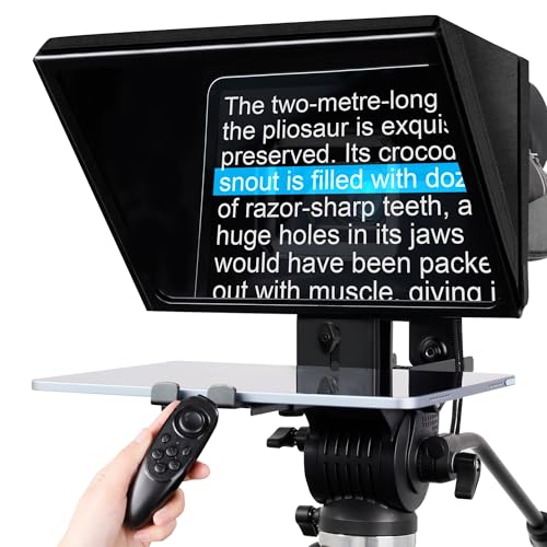 Geimrsy i2/12-inch professional teleprompter, tempered optical glass, all-metal structure, equipped with remote control and dedicated app, compatible with a wide range of devices