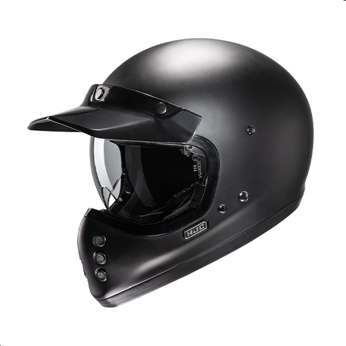 HJC V60 Solid Off-Road Motorcycle Helmet with IS-10 Internal Visor, DOT Approved (Semi Flat Black, Medium)