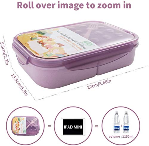 Bento Box,Miss Big Lunch Box Kids,Ideal Leak Proof Lunch Box Containers, Mom’s Choice Kids Lunch Box, No Bpas And No Chemical Dyes Bento Box For Kids,Microwave And Dishwasher Safe Lunch Box (Purple M) #TOP4