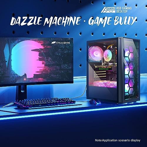 STGAubron Gaming Desktop PC,Intel Core I7 3.4 GHz up to 3.9 GHz,GeForce RTX 2060 6G GDDR6,16G RAM,512G SSD,WiFi,BT 5.0,RGB Fanx6,RGB Keyboard&Mouse,RGB Mouse Pad,RGB BT Sound Bar,W10H64 - Thumbnail 4