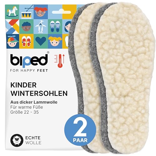 biped 2 Paar Kinder Lamm Wollsohlen - Extra dicke Winter...